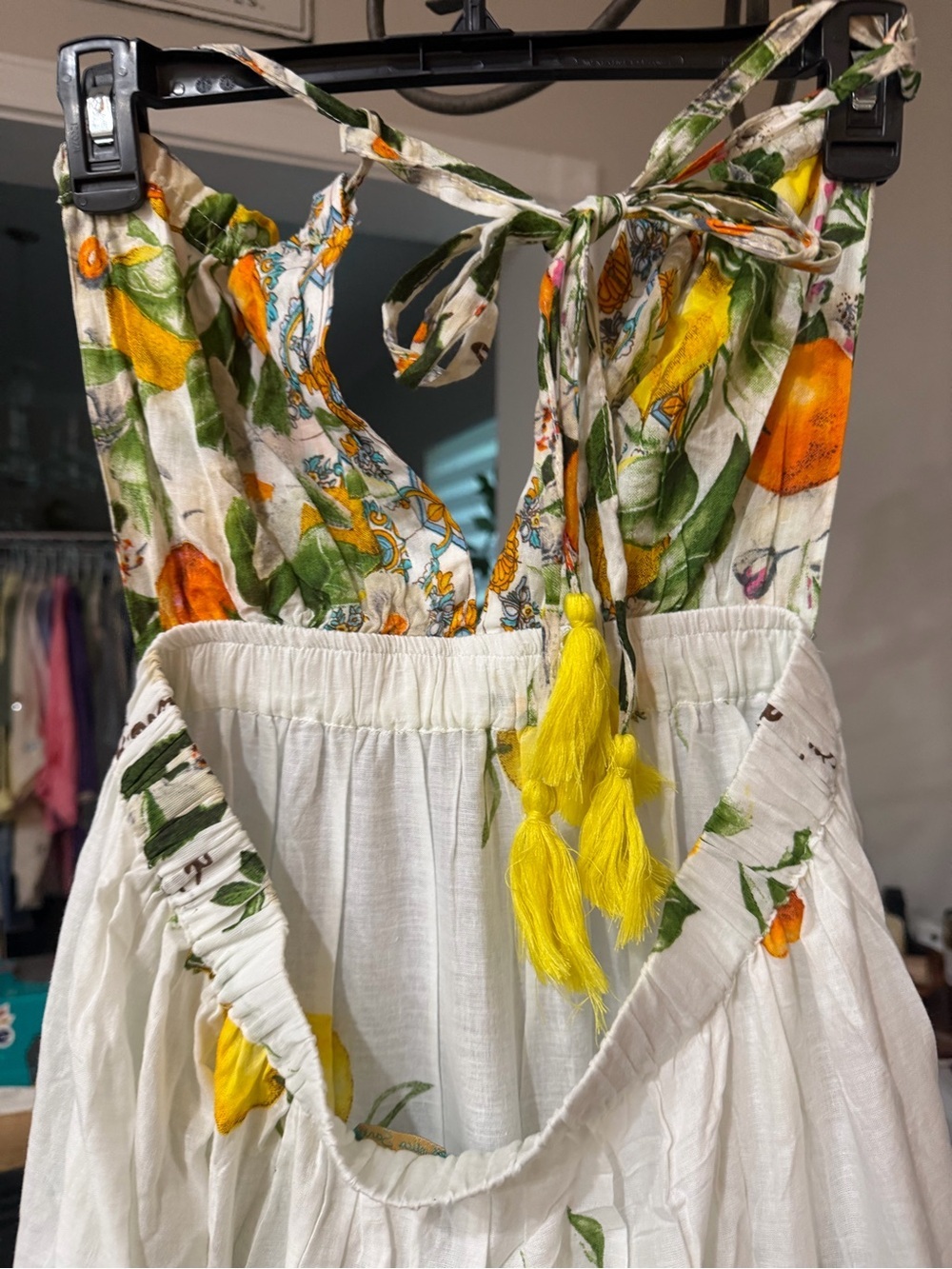 Antica Sartoria 2026 White Lemon Print Halter Maxi Dress OS - Picture 6 of 7
